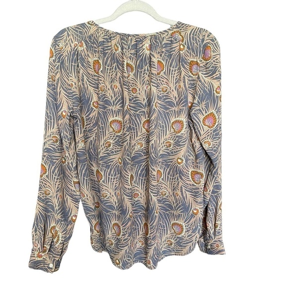 Loft White Long Sleeve Top button up  Print Size small - Picture 3 of 11